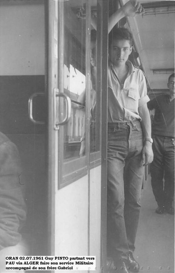 SRVC MLT0 - ORAN - La Gare- Depart de Guy via Alger pour S.M. a Pau- Guy  Pinto  02.07.1961 b.jpg